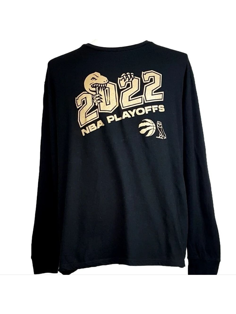 OVO Drake X Raptors 2022 Playoffs Official T Shirt Long Sleeve Black Gold - Picture 3 of 6